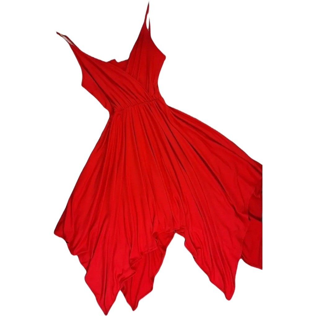 Asymmetric V Neck Strap Dress